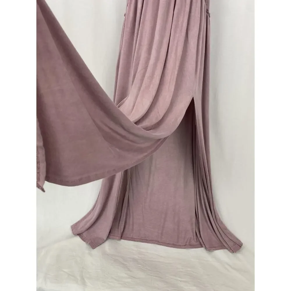 POL Dress Womens Large Dusty Pink Crochet Trim Maxi Boho Flowy Festival Slip Sun - Picture 5 of 13